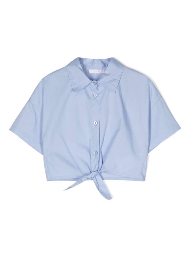 Miss Grant Kids knot-detail cotton shirt - Blue von Miss Grant Kids