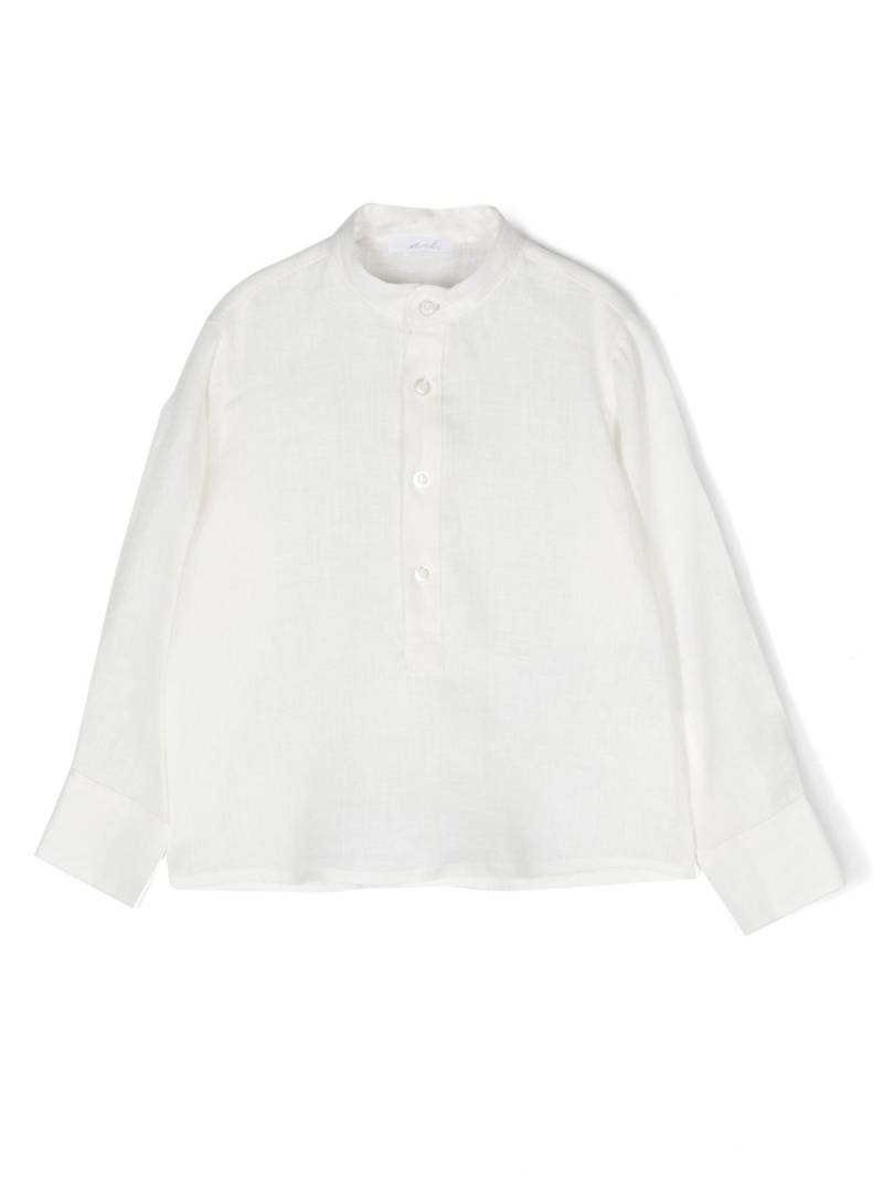 Miss Grant Kids long-sleeve collarless linen shirt - White von Miss Grant Kids