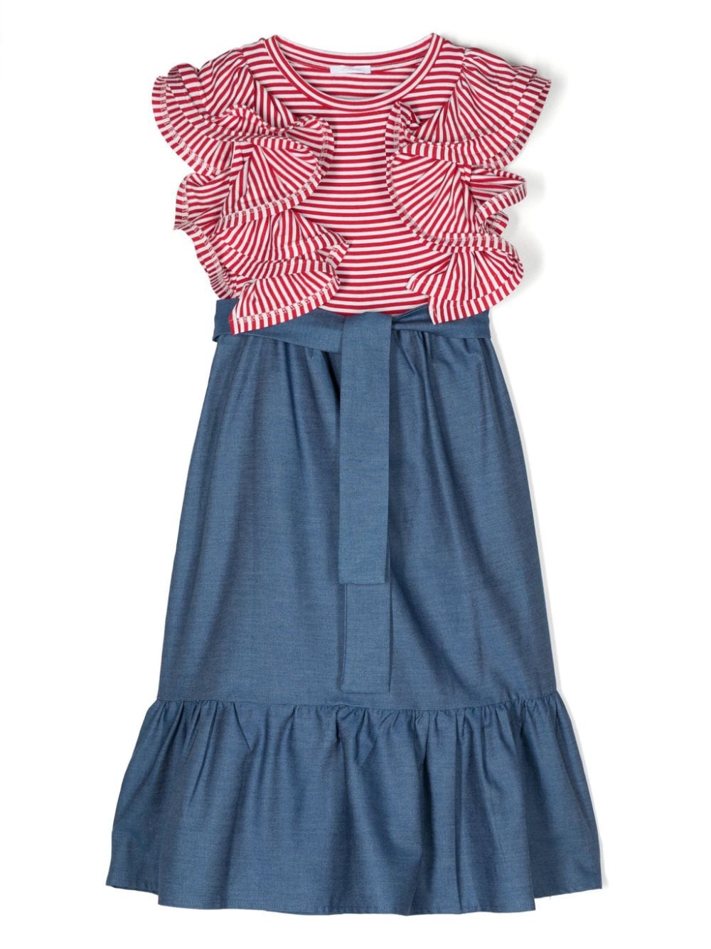 Miss Grant Kids ruffle-detail midi dress - Blue von Miss Grant Kids