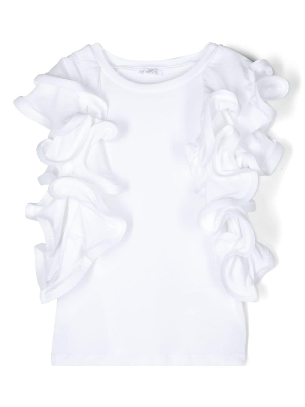 Miss Grant Kids ruffle-detail short-sleeve T-shirt - White von Miss Grant Kids