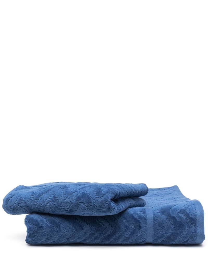 Missoni Home Rex zig-zag pattern towels (set of 2) - Blue von Missoni Home