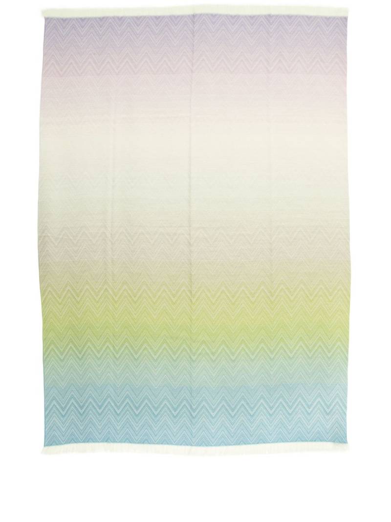 Missoni Home Zig Zag frayed wool blanket - Blue von Missoni Home