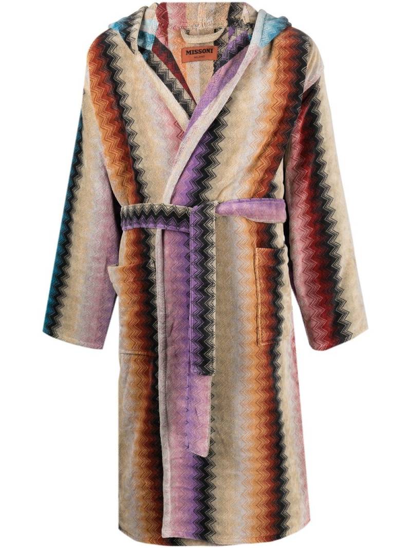 Missoni Home hooded zig-zap print robe - Neutrals von Missoni Home