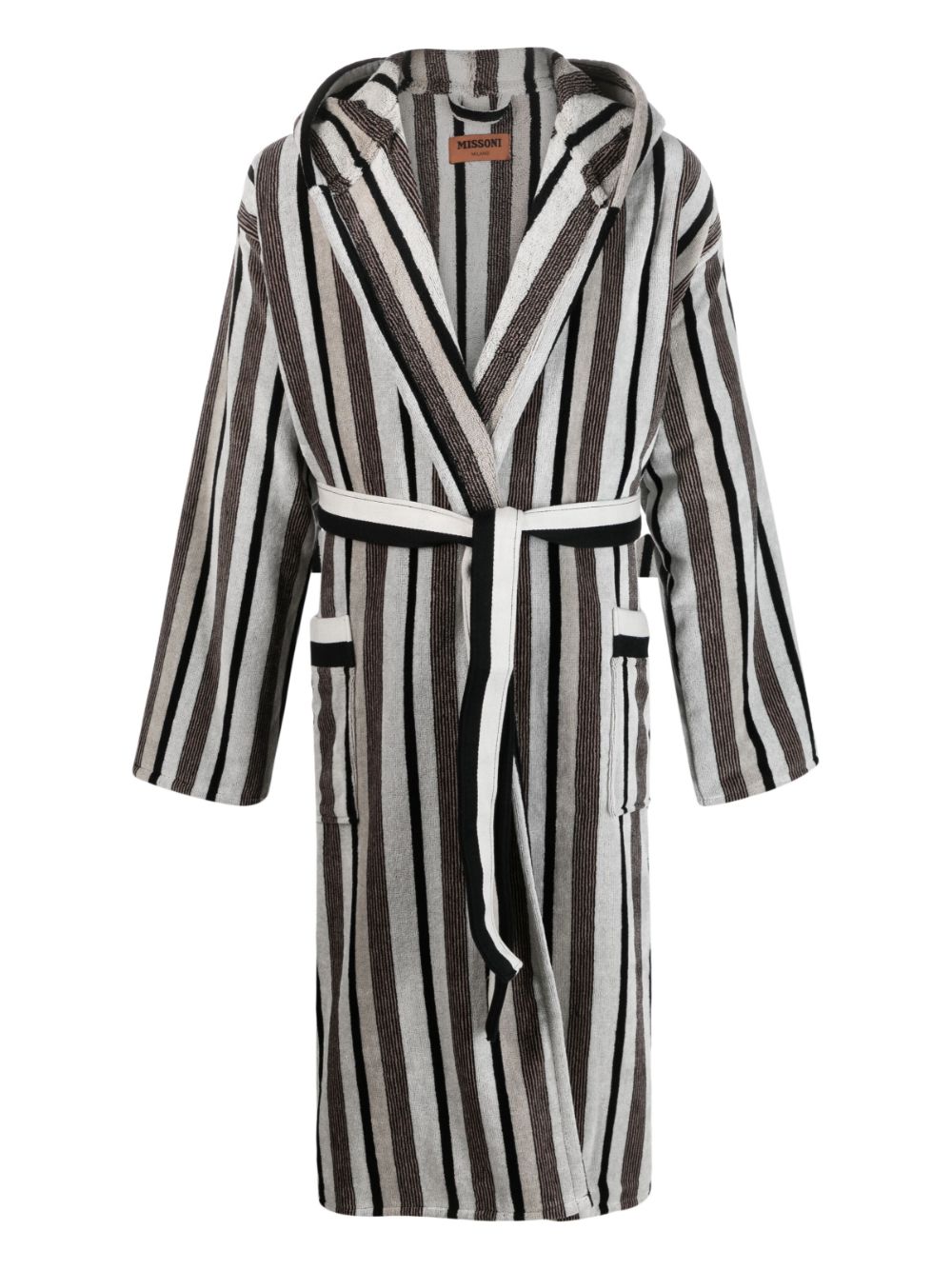 Missoni Home striped belted hooded bathrobe - Black von Missoni Home