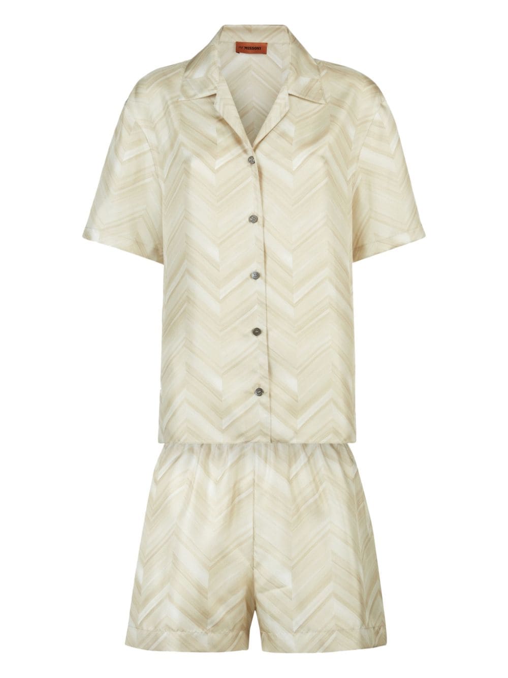 Missoni Home zigzag-pattern silk pajama set - Neutrals von Missoni Home