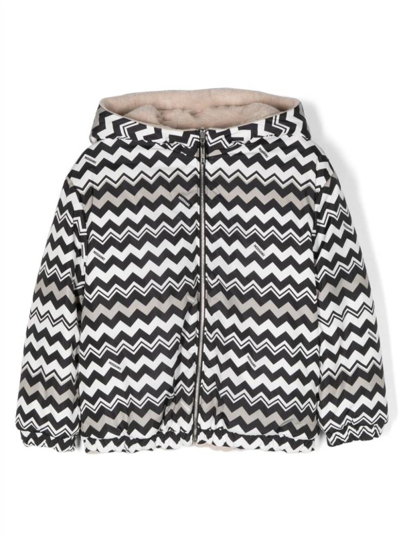 Missoni Kids zigzag-pattern hooded bomber jacket - Black von Missoni Kids