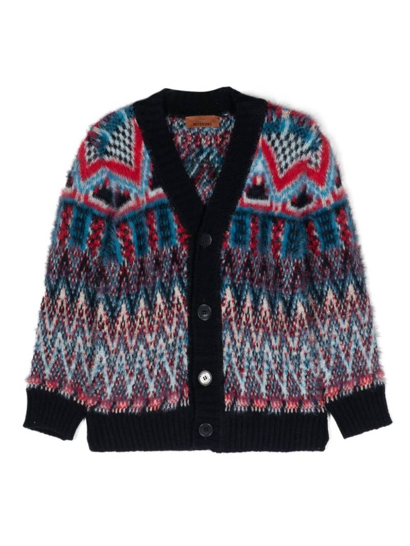 Missoni Kids V-neck brushed cardigan - Blue von Missoni Kids