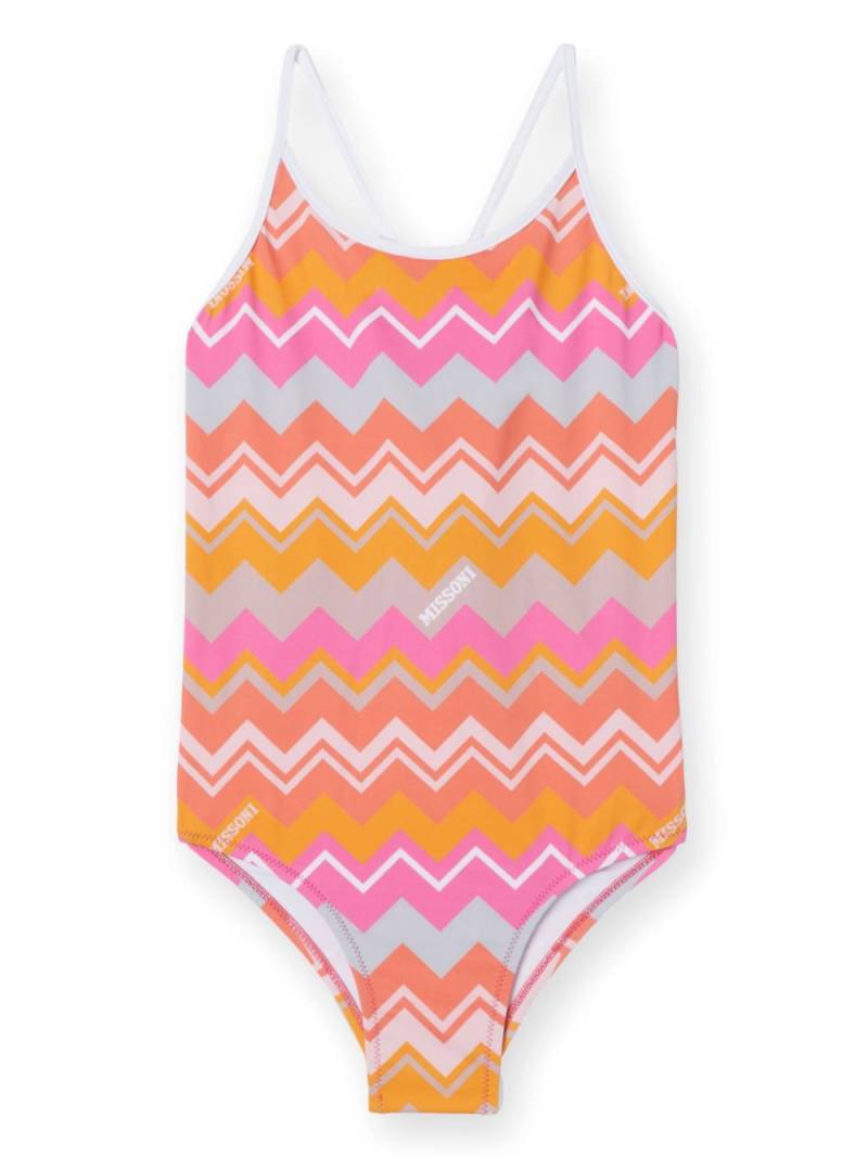 Missoni Kids all-over chevron-print swimsuit - Pink von Missoni Kids