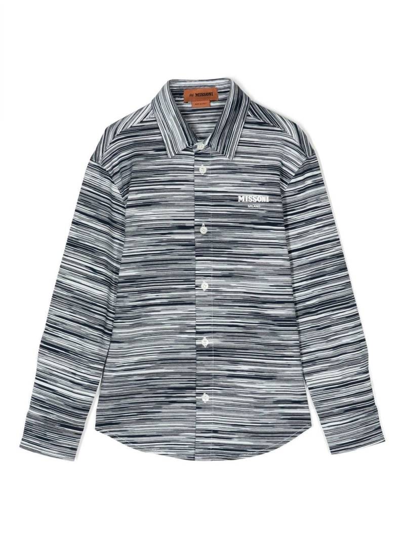 Missoni Kids embossed-logo striped shirt - Blue von Missoni Kids