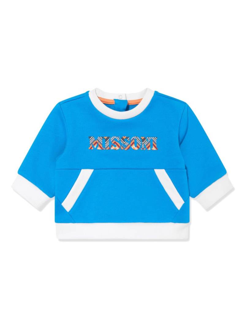 Missoni Kids logo-appliqué cotton crew-neck sweatshirt - Blue von Missoni Kids