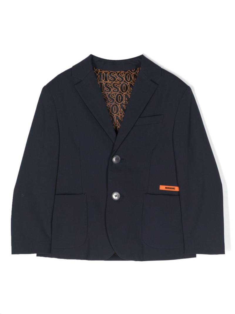 Missoni Kids logo-patch single-breasted blazer - Blue von Missoni Kids