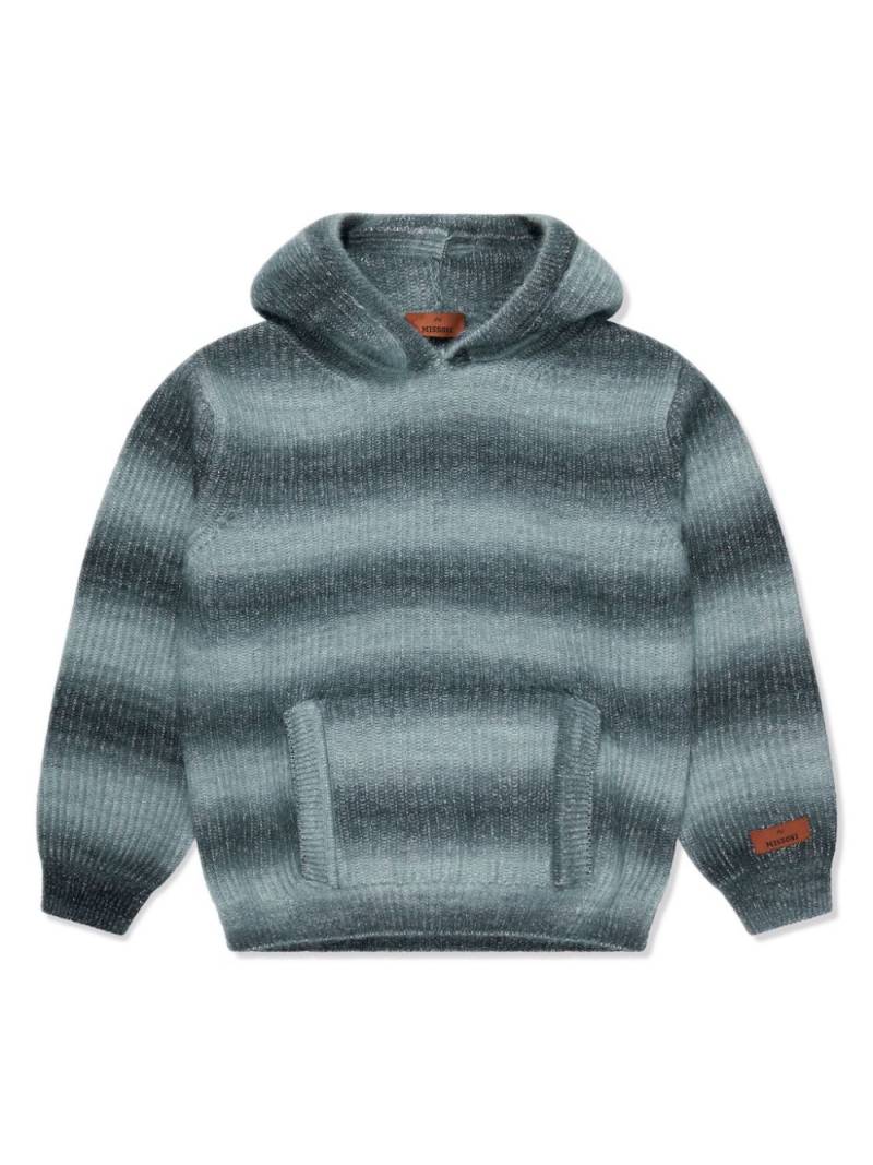 Missoni Kids ombré-effect striped knitted hoodie - Grey von Missoni Kids