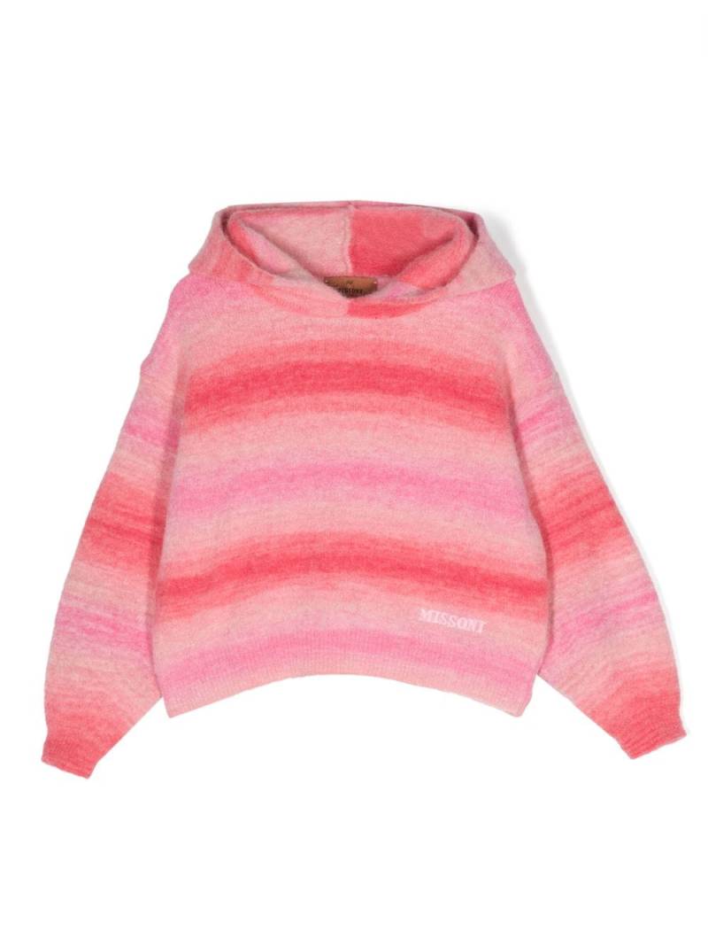 Missoni Kids painterly-print knitted hoodie - Pink von Missoni Kids