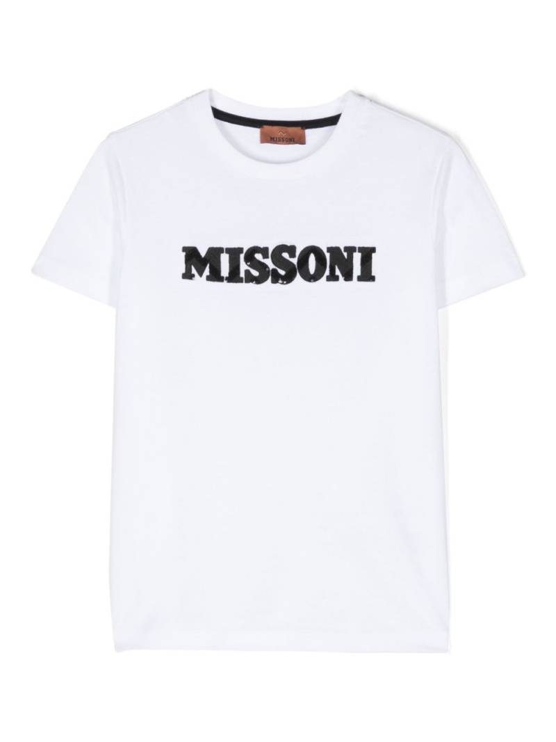 Missoni Kids sequinned-logo T-shirt - White von Missoni Kids