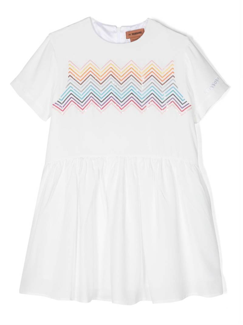 Missoni Kids zigzag-detail short-sleeve dress - White von Missoni Kids