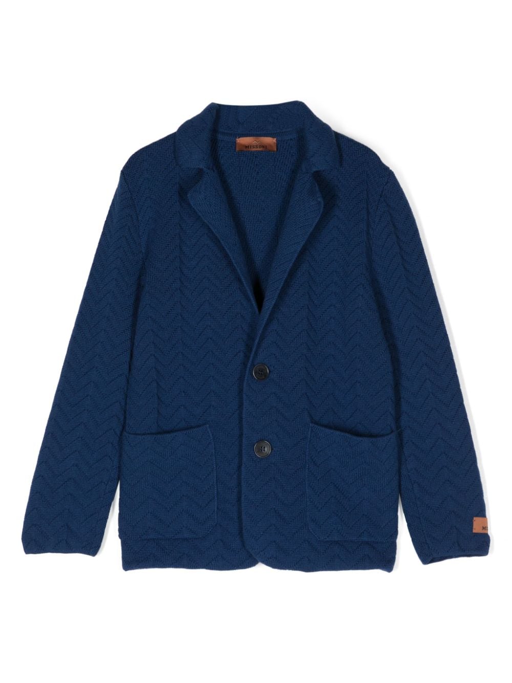 Missoni Kids zigzag-knit single-breasted blazer - Blue von Missoni Kids