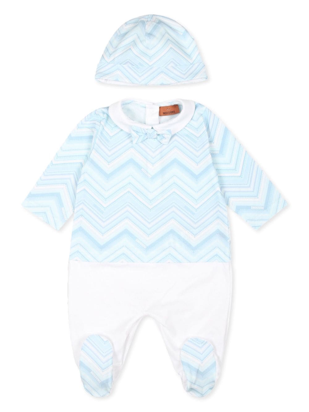 Missoni Kids zigzag-print babygrow and beanie hat set - Blue von Missoni Kids