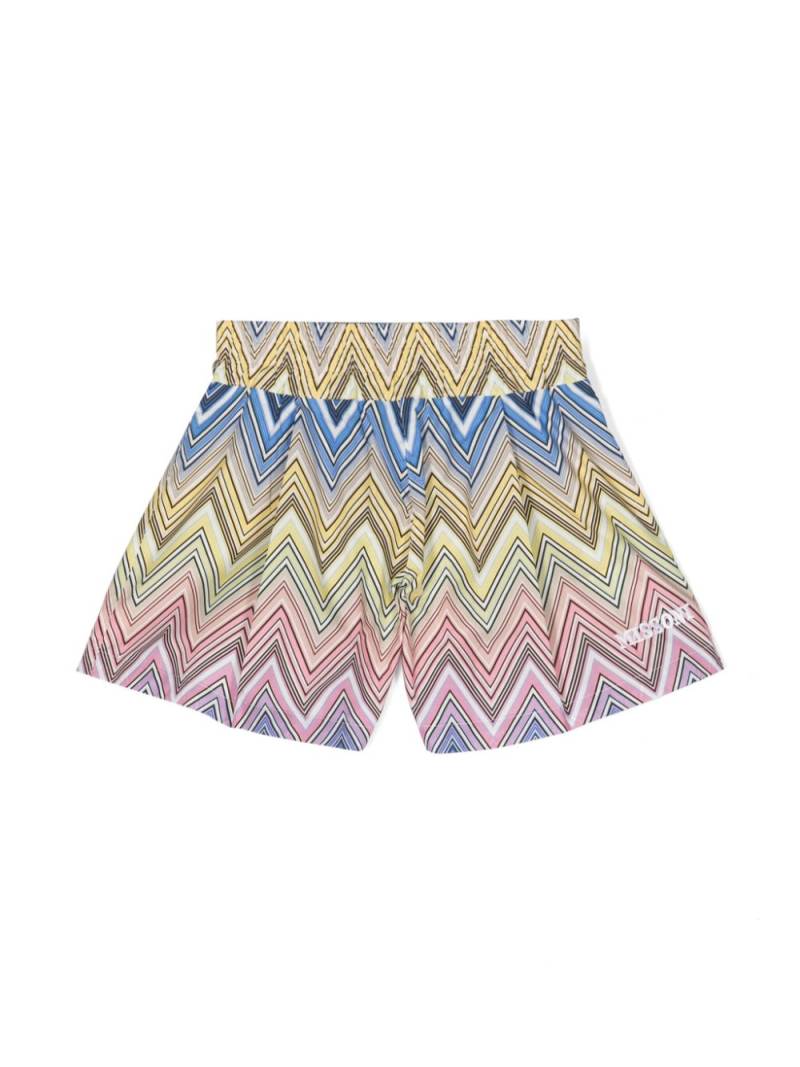 Missoni Kids zigzag-print cotton shorts - Yellow von Missoni Kids