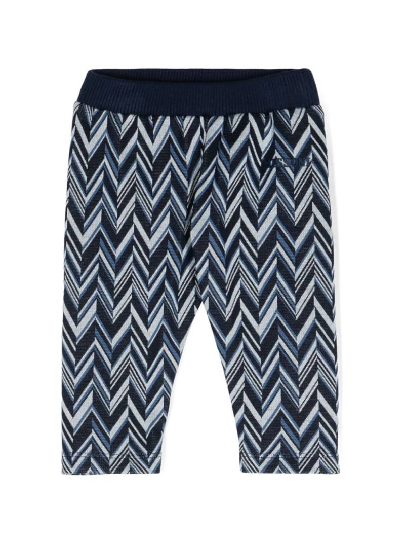 Missoni Kids zigzag-woven knitted trousers - Blue von Missoni Kids