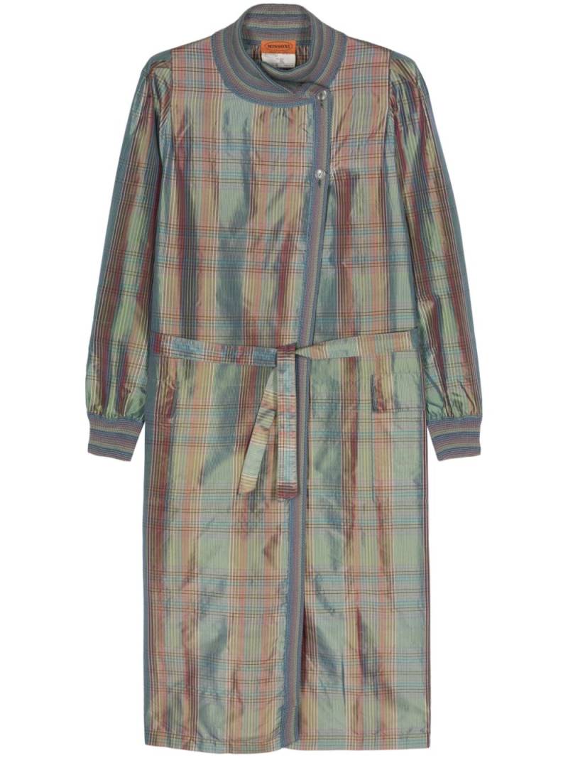 Missoni Pre-Owned 1970s plaid-check silk coat - Blue von Missoni Pre-Owned