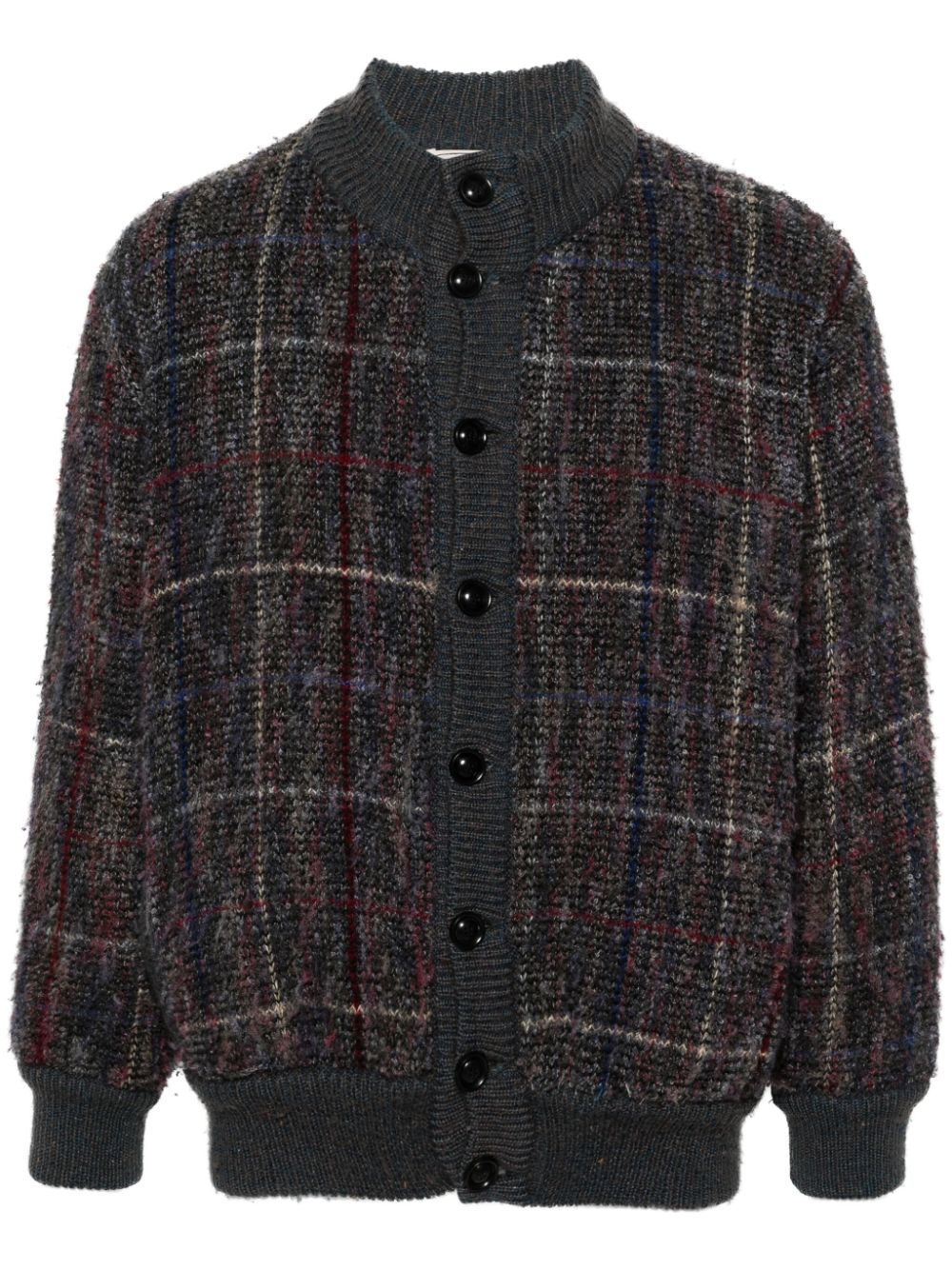 Missoni Pre-Owned 1980s ribbed-edge checkered wool cardigan - Grey von Missoni Pre-Owned