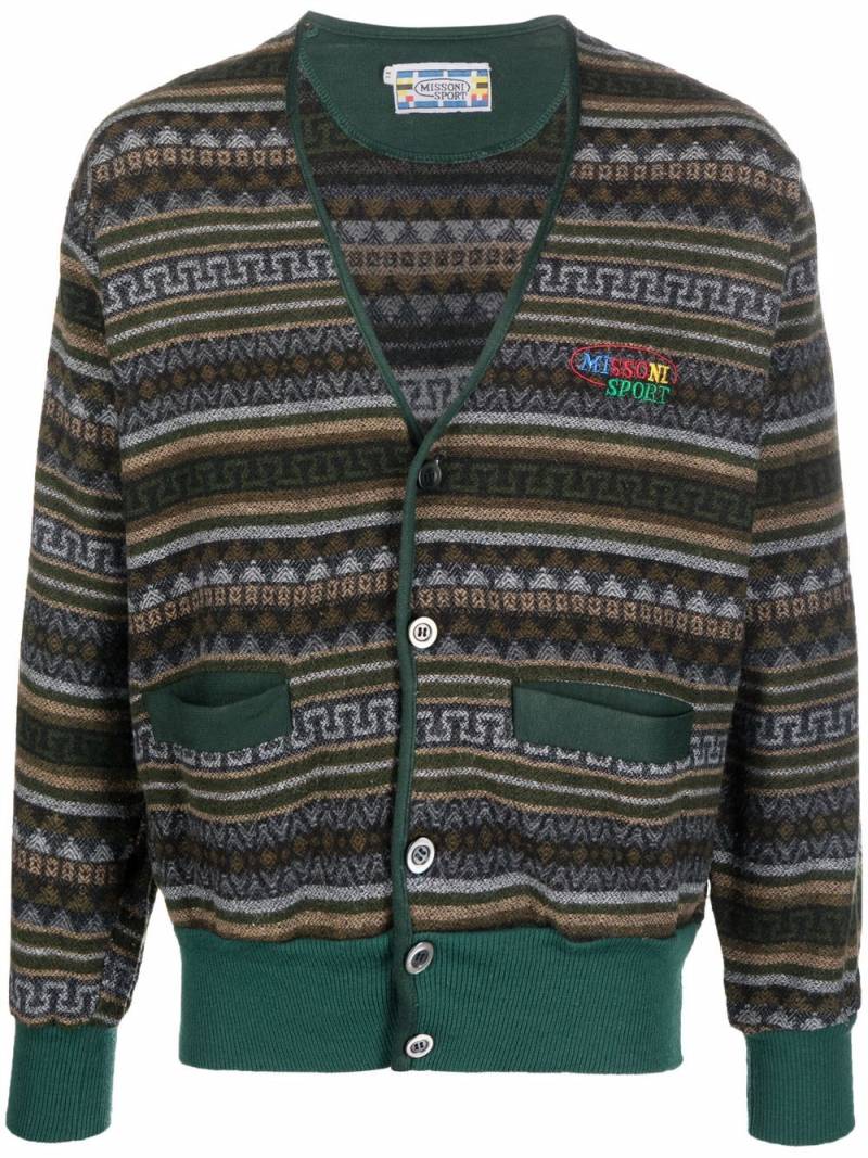 Missoni Pre-Owned 1990s geometric-knit cardigan - Green von Missoni Pre-Owned