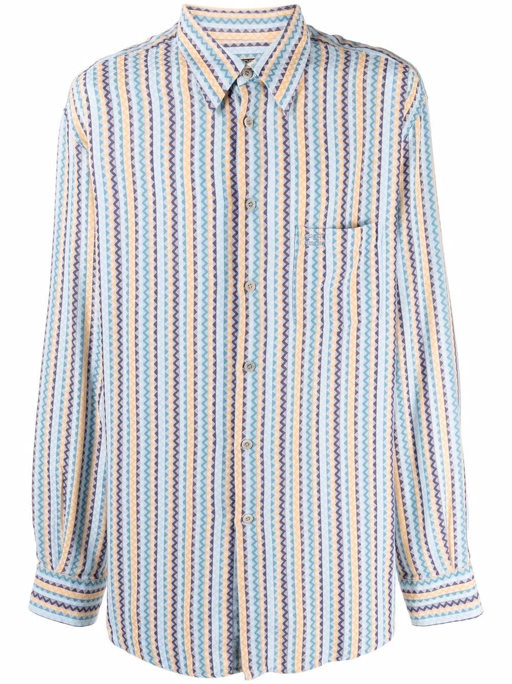 Missoni Pre-Owned 1990s striped chevron-print shirt - Blue von Missoni Pre-Owned