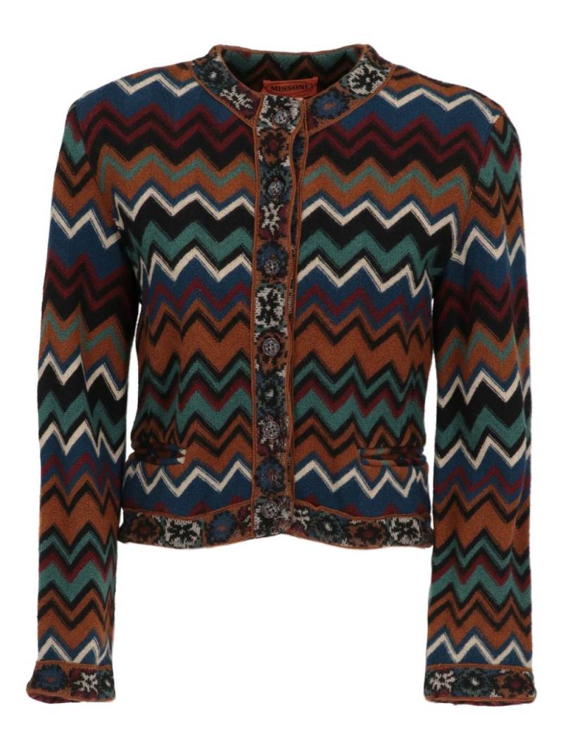 Missoni Pre-Owned 1990s zigzag cardigan - Brown von Missoni Pre-Owned