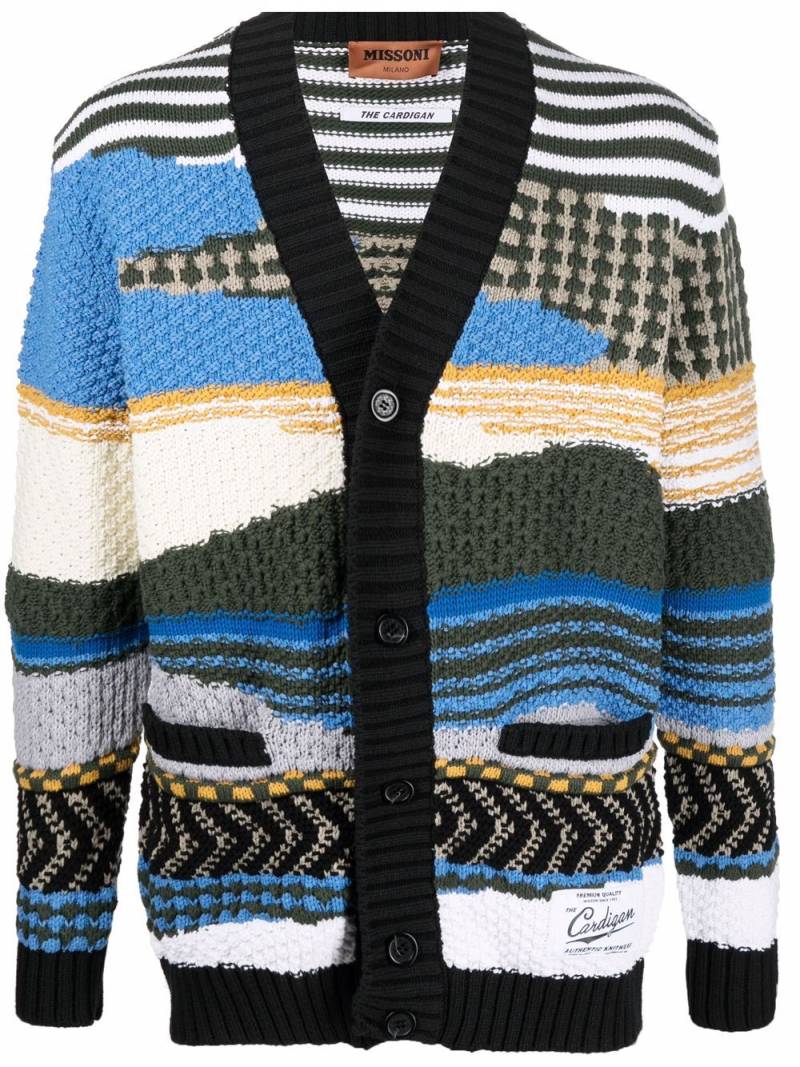 Missoni abstract-knit button-up cardigan - Blue von Missoni