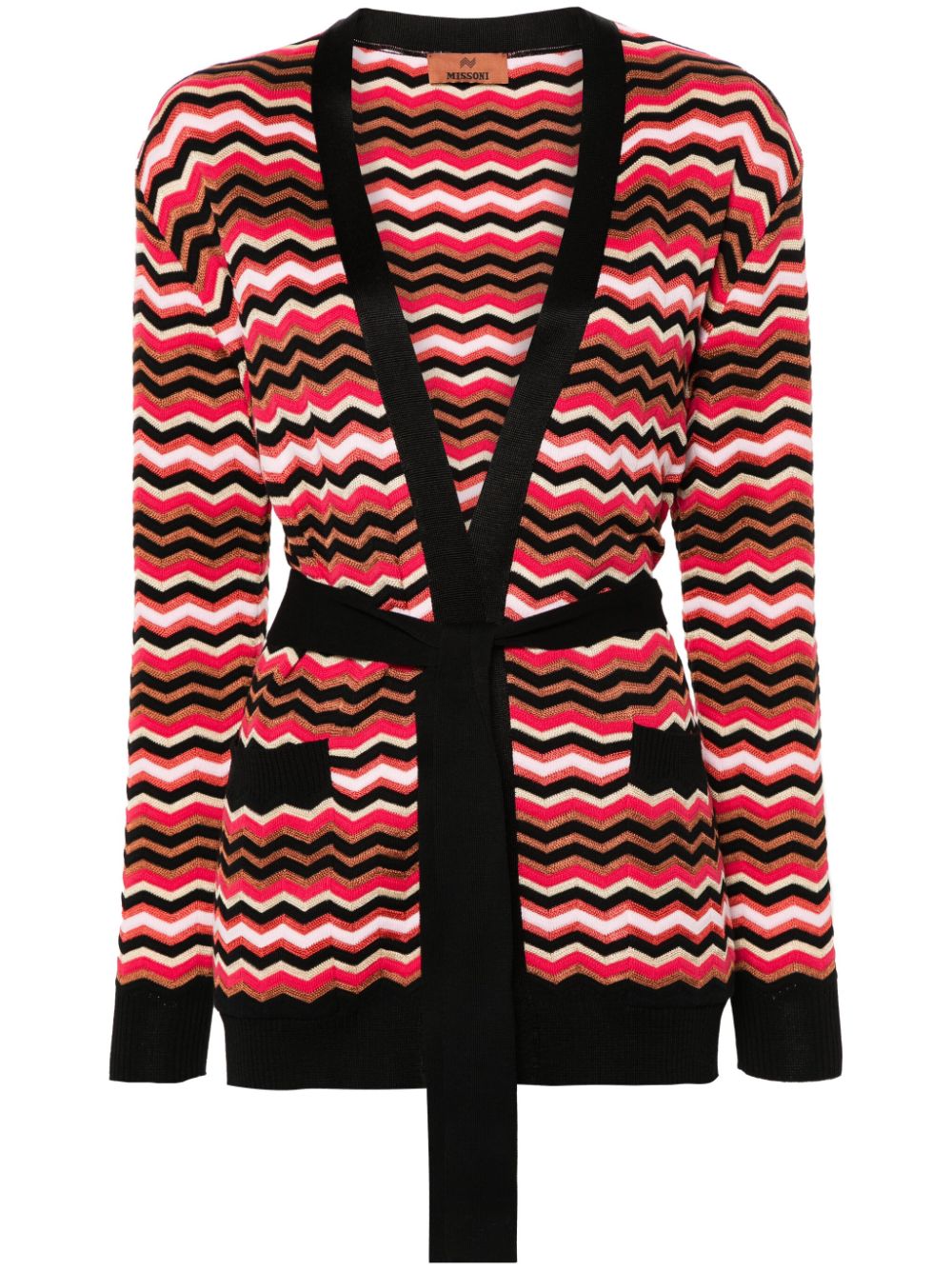 Missoni chevron-knit belted cardigan - Pink von Missoni