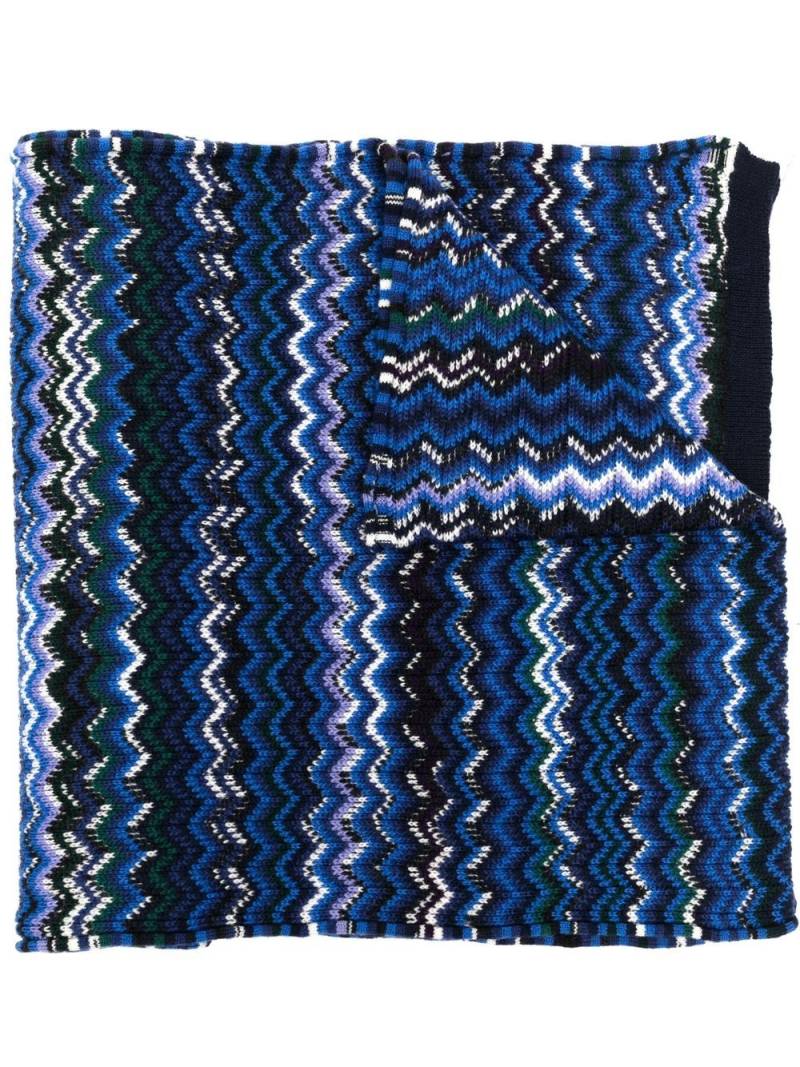 Missoni chevron-knit wool scarf - Blue von Missoni