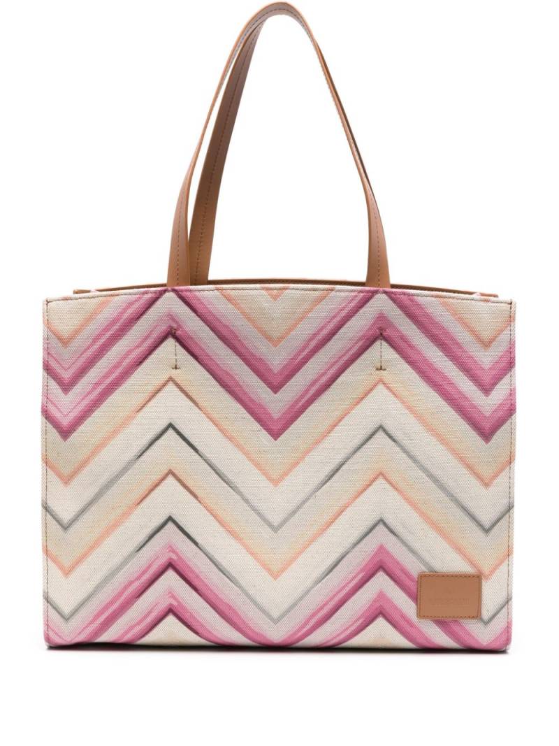 Missoni chevron-print canvas tote bag - Neutrals von Missoni