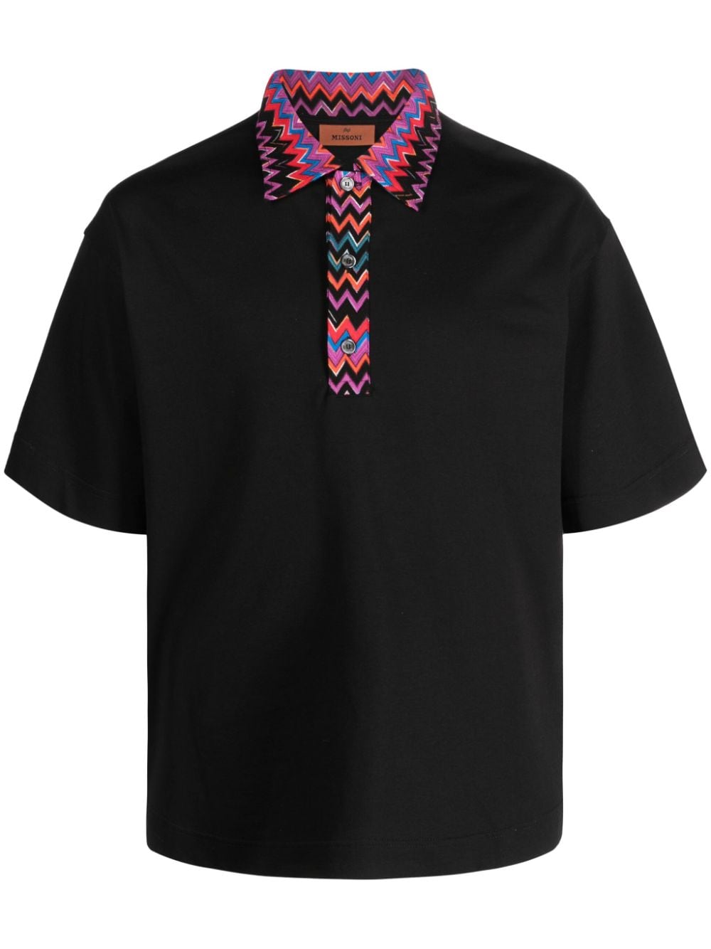 Missoni chevron-trim cotton polo shirt - Black von Missoni