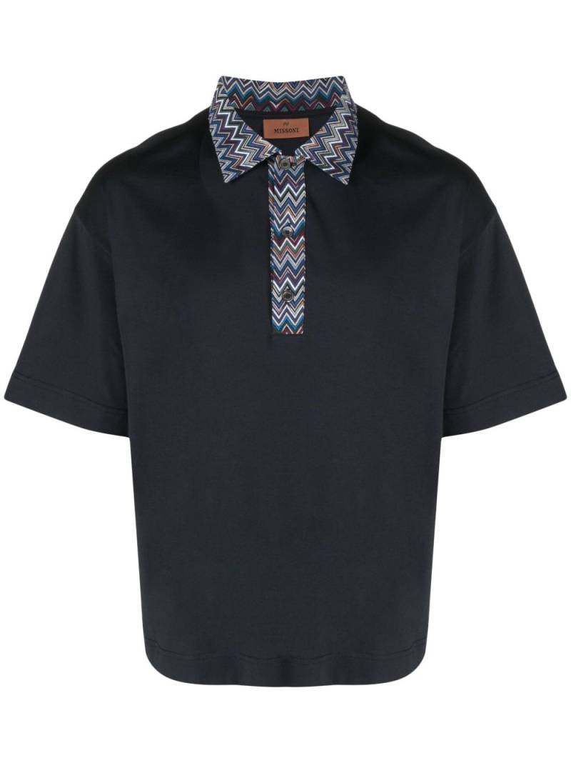 Missoni chevron-trim polo shirt - Blue von Missoni