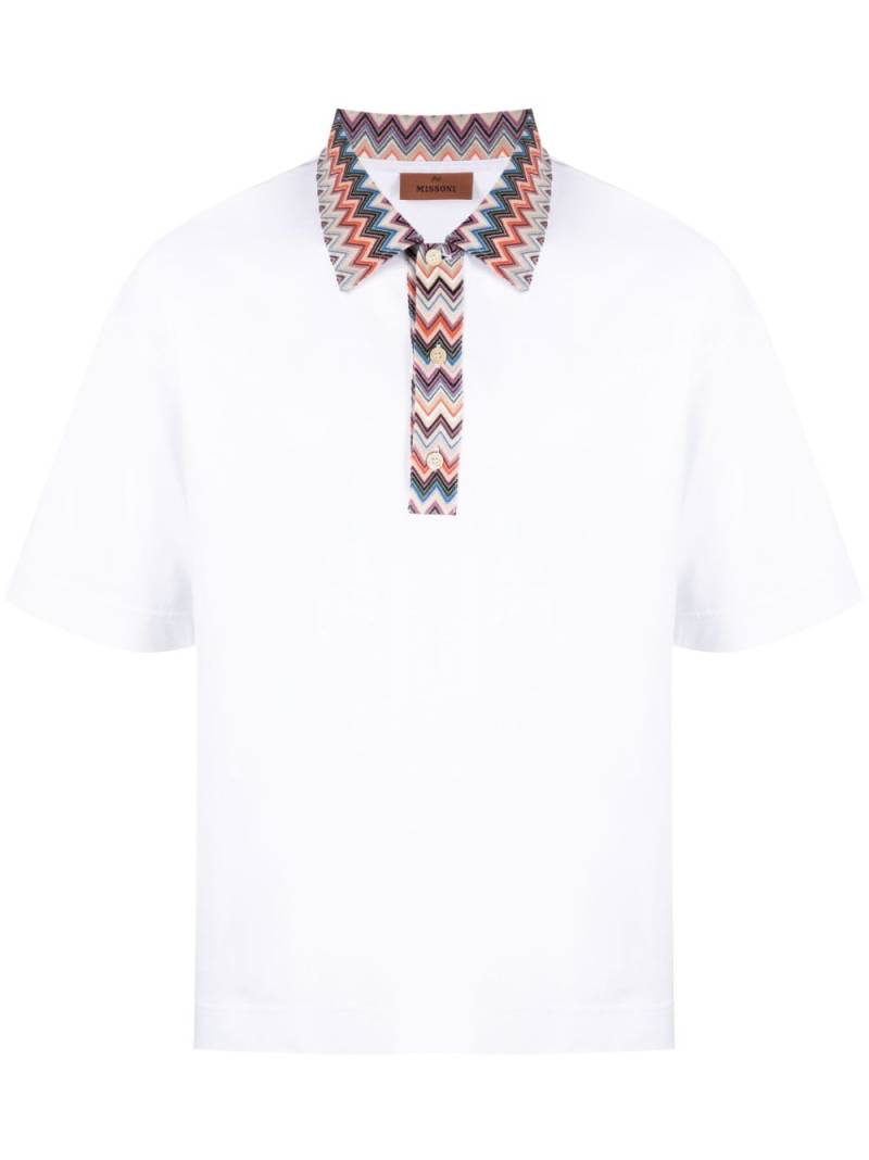 Missoni chevron-trim polo shirt - White von Missoni