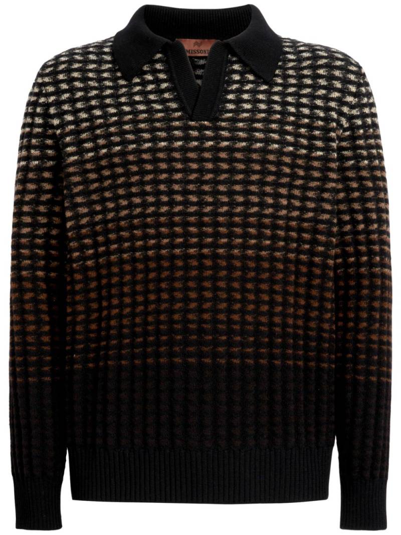 Missoni gradient knitted polo shirt - Black von Missoni