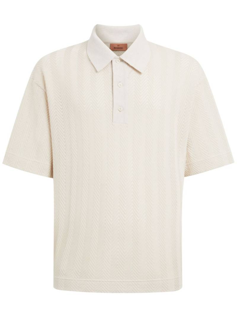 Missoni knitted chevron polo shirt - White von Missoni