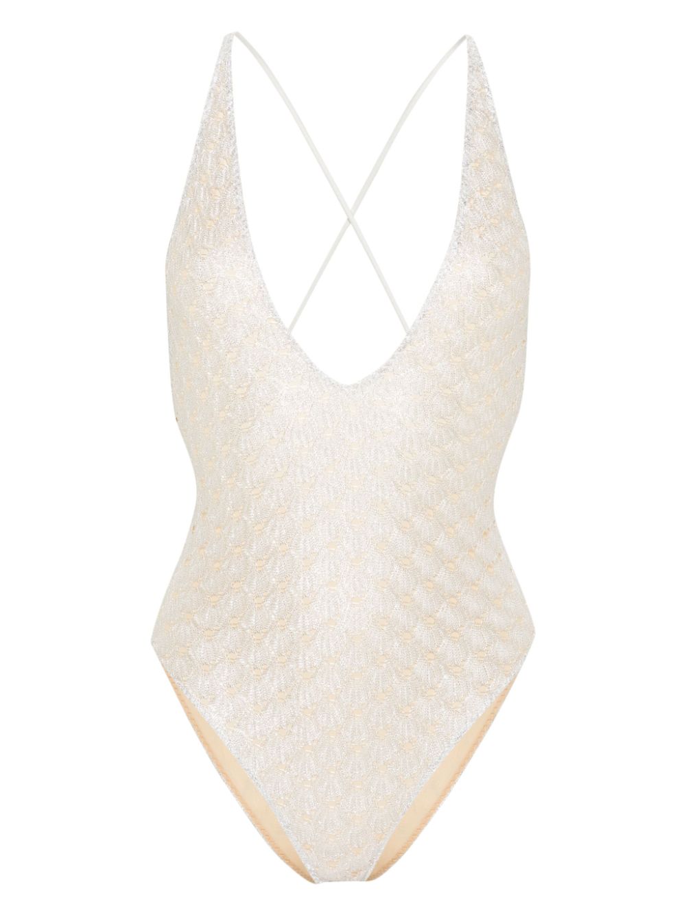 Missoni knitted-overlay lurex swimsuit - White von Missoni