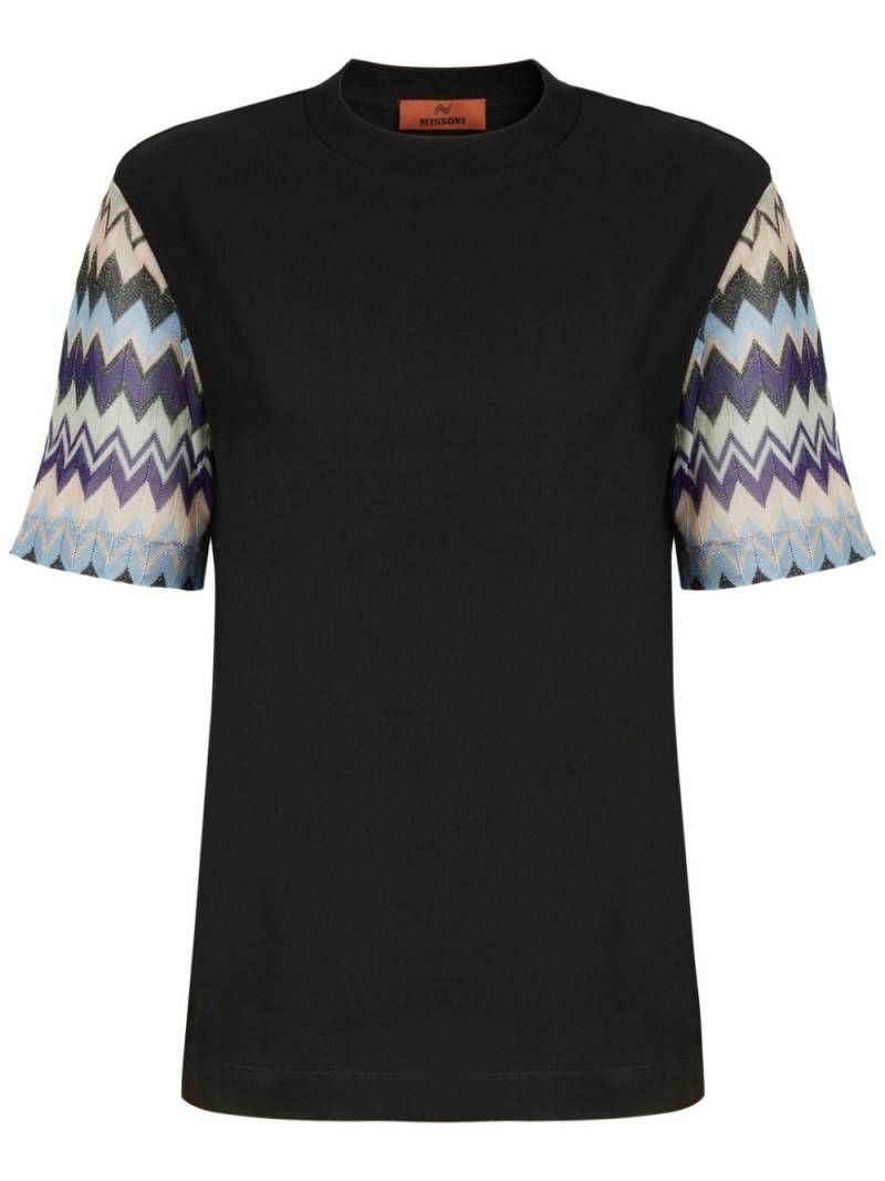 Missoni knitted-sleeves cotton T-shirt - Black von Missoni