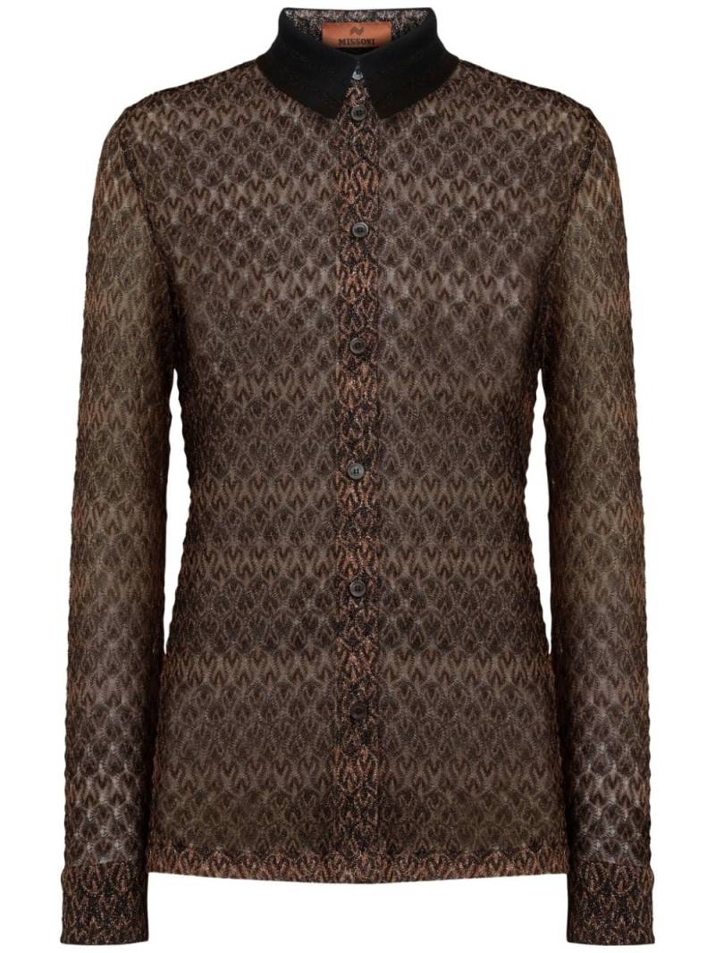 Missoni lamé-effect chevron-knit shirt - Brown von Missoni