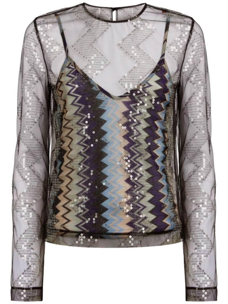 Missoni layered chevron-knit top - Brown von Missoni