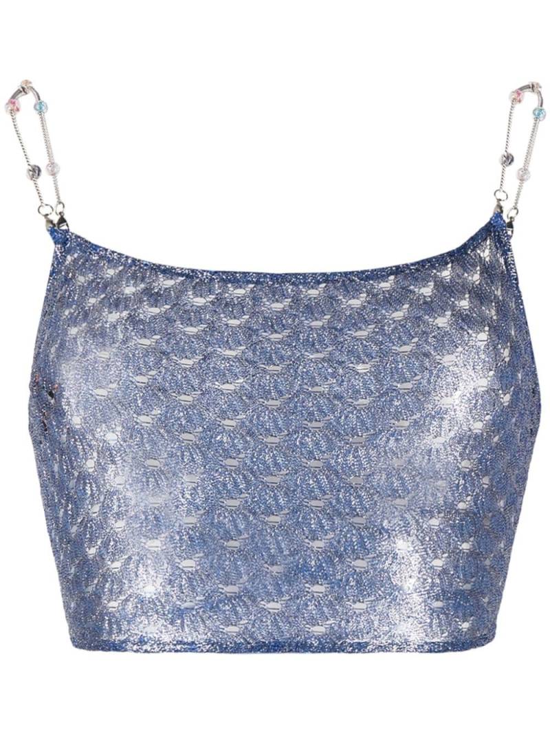 Missoni metallic crochet-knit crop top - Blue von Missoni