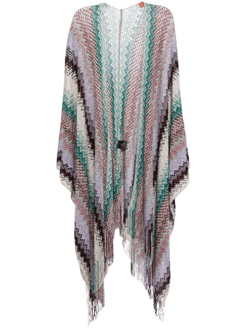 Missoni metallic zigzag-woven poncho - Purple von Missoni