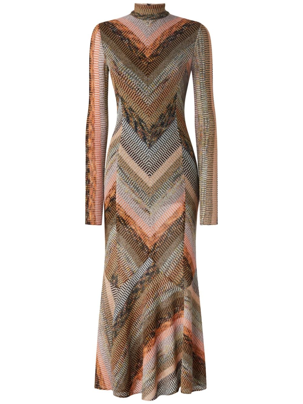 Missoni mock-neck flared midi dress - Brown von Missoni