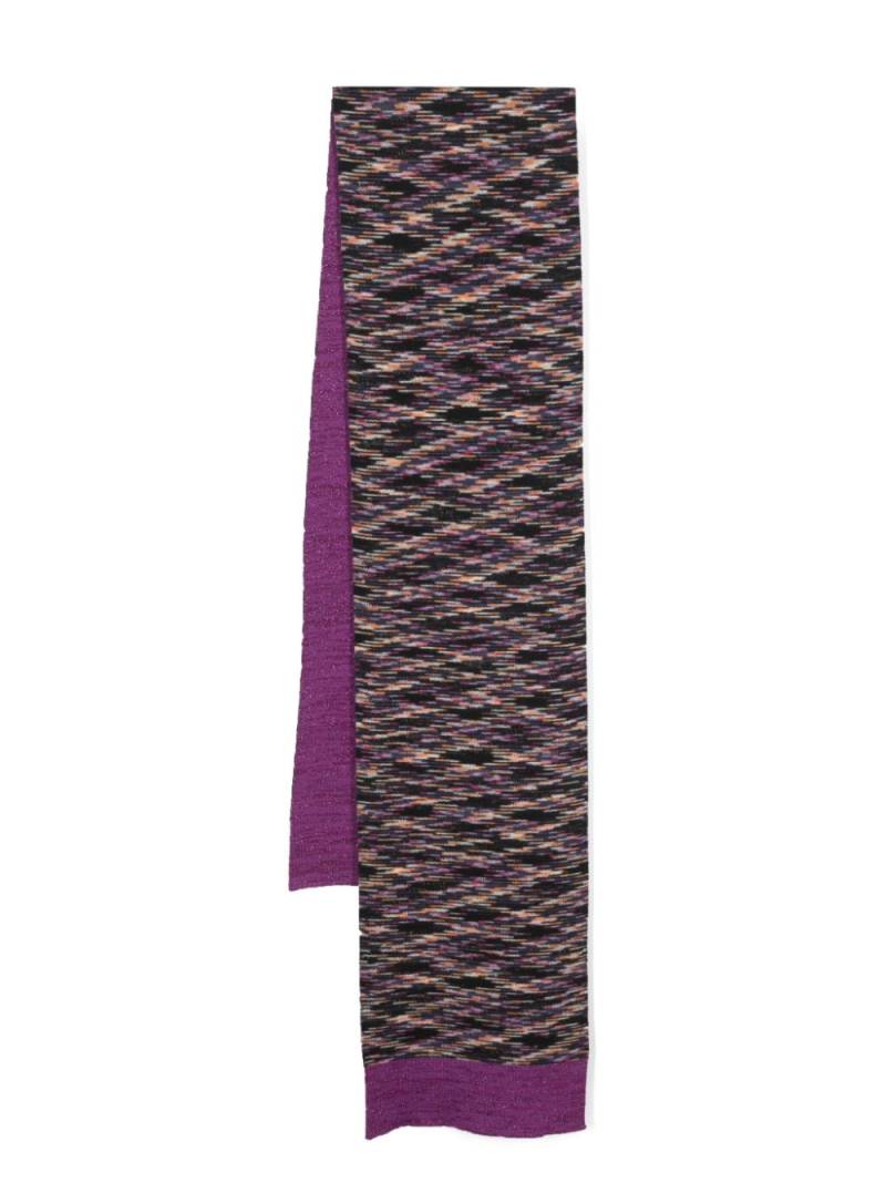 Missoni patterned-intarsia reversible scarf - Purple von Missoni