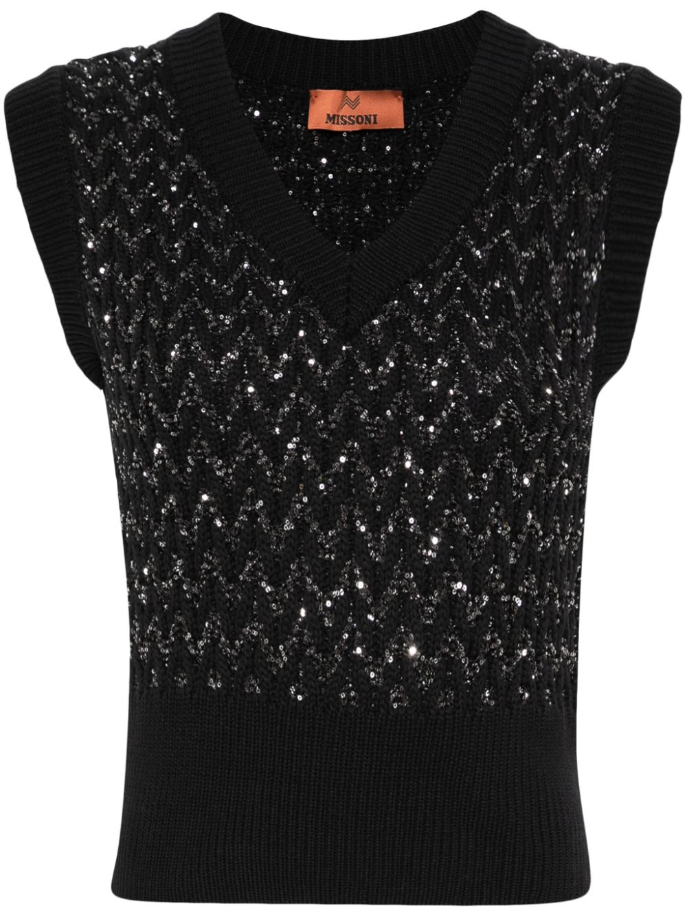 Missoni sequin-embellished cable-knit gilet - Black von Missoni