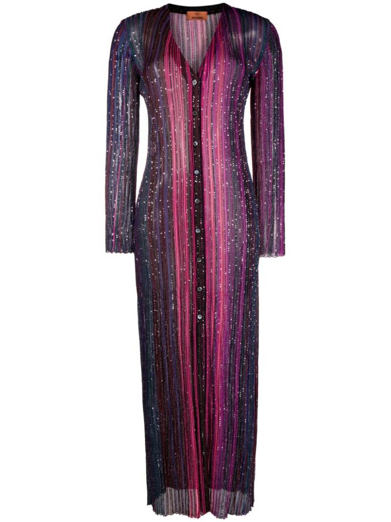 Missoni sequin-embellished striped maxi dress - Purple von Missoni