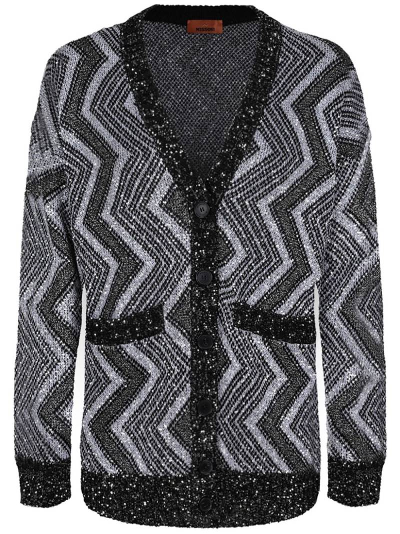 Missoni sequin-embellished zigzag cardigan - Grey von Missoni