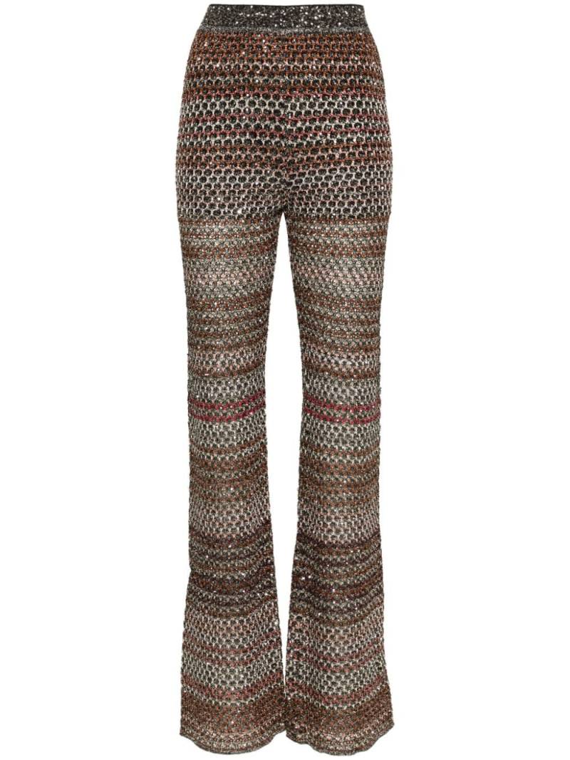 Missoni sequined honeycomb-knit flared trousers - Black von Missoni