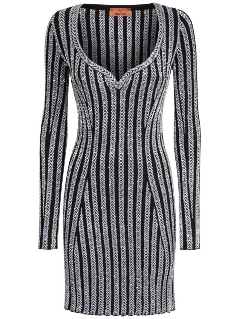 Missoni sequinned V-neck mini dress - Black von Missoni